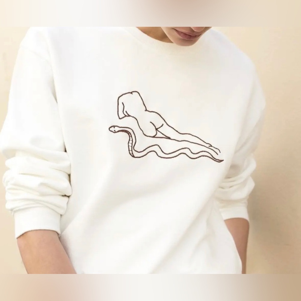 Paloma wool crop sweatshirt with nude and snake